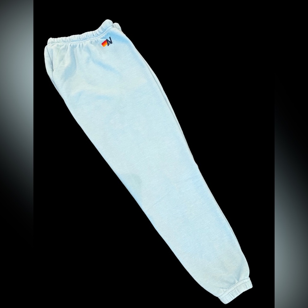 Aviator Nation 5-stripe Light Blue Sweatpants with Rainbow Stripe - Picture 2 of 6